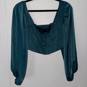 Hunter Green Urban Outfitters Long Sleeve Corset Style Top.